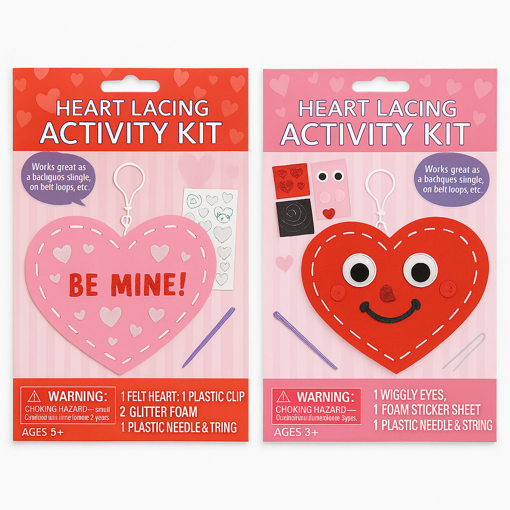 Valentine's Day Heart Lacing Activity Kit Assortment