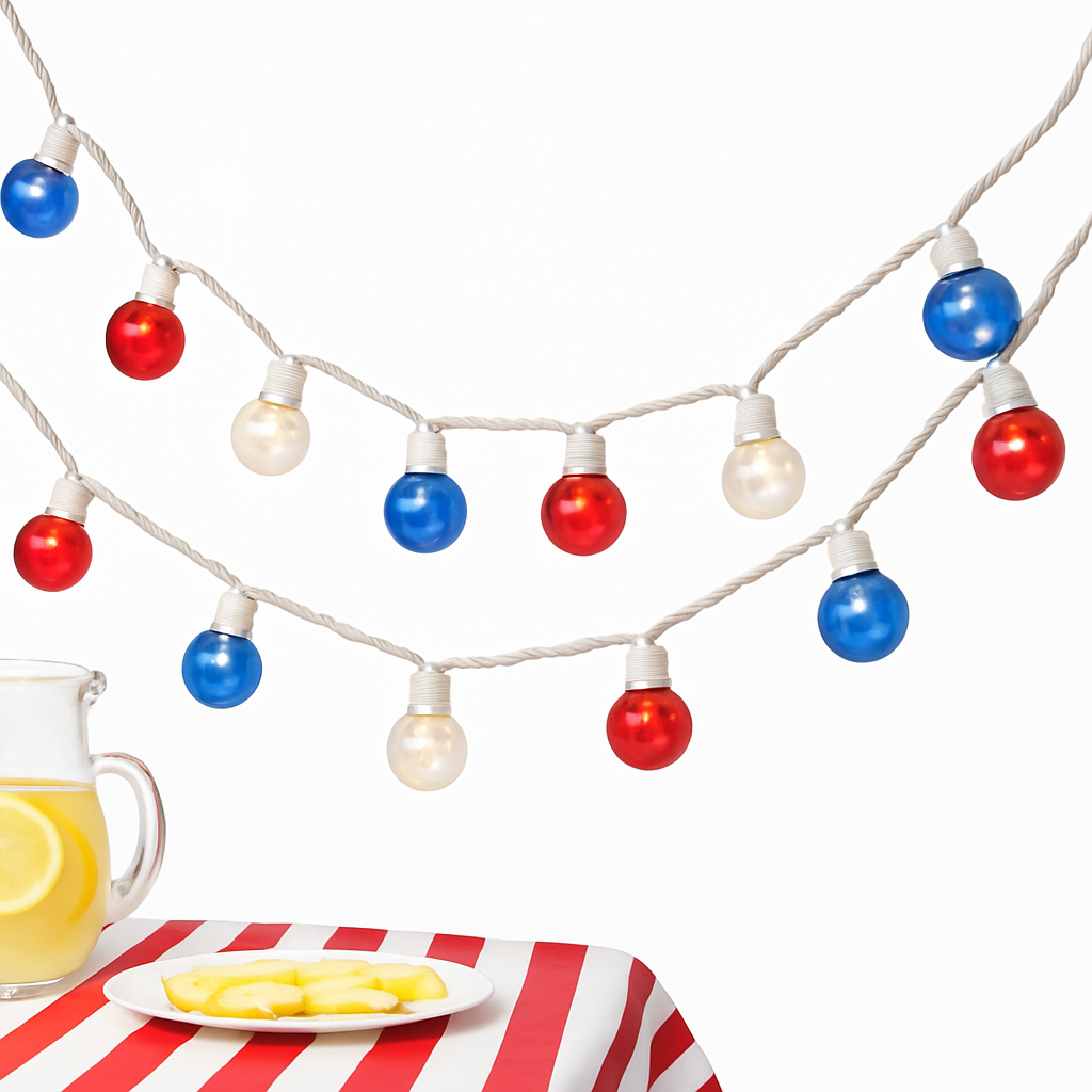 Patriotic Red, White & Blue Globe Light Set - 40 Count