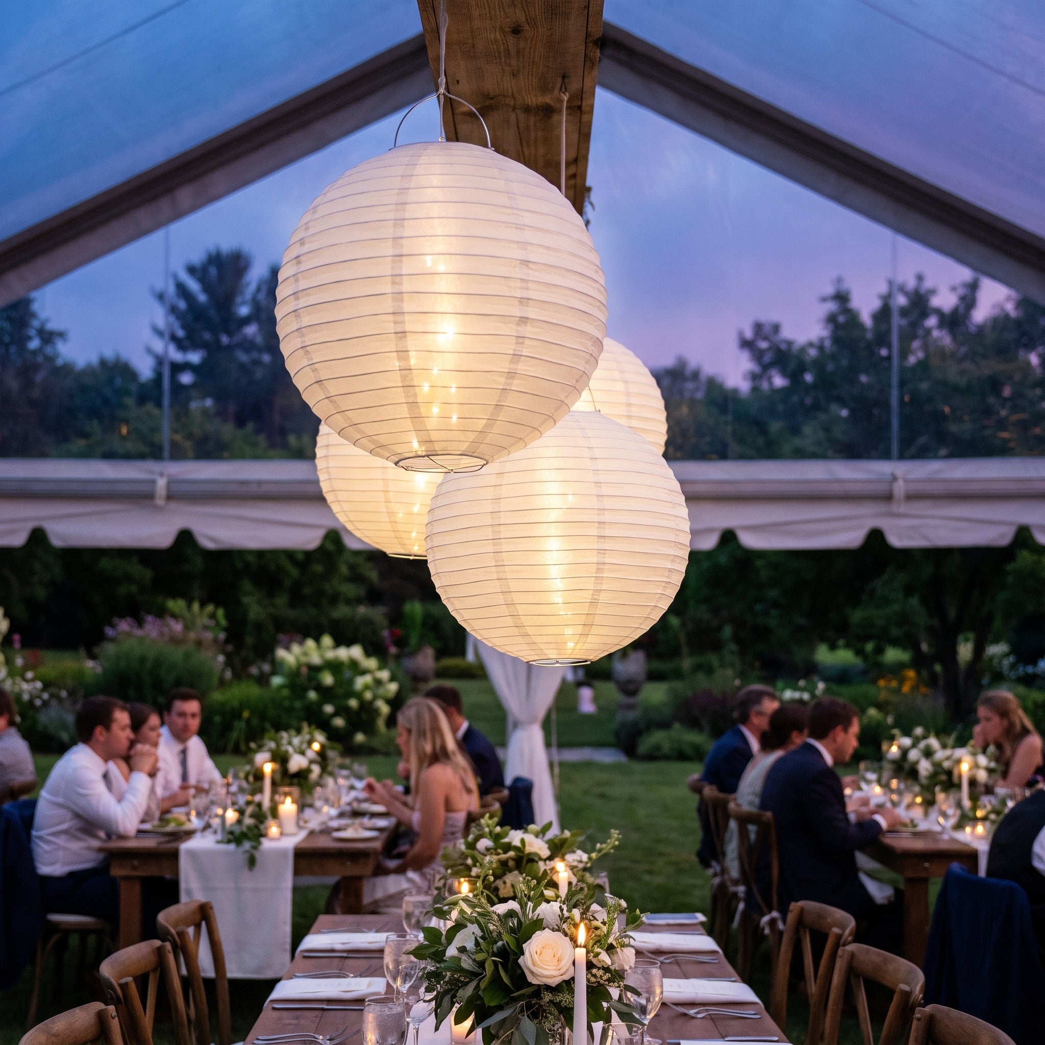 9.5" Frosty White Paper Lanterns - 3 Pack
