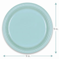 Robin's Egg Blue 9" Round Plastic Plates - 20 Count