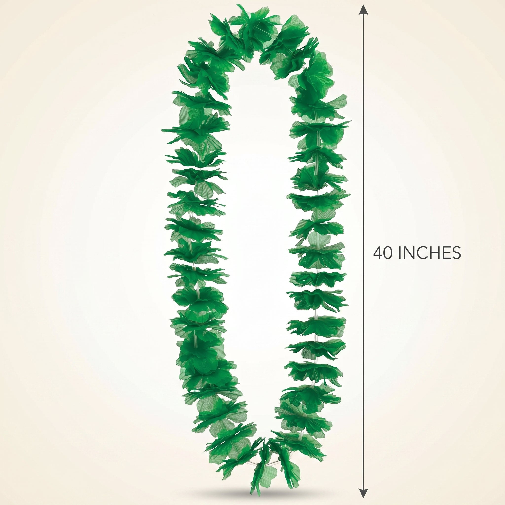 St. Patrick's Day Lei Necklace - Green Shamrock Party Accessory, Full Lightweight Irish Costume Necklace, 40 Inch