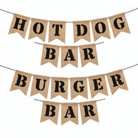 Reversible Burger & Hot Dog Bar Burlap Banner - 9 ft