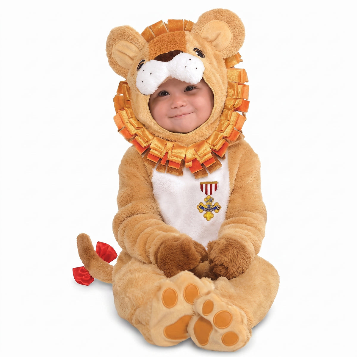 Cowardly Lion Costume from The Wizard of Oz - Plush Halloween Jumpsuit with Hood - Infant (6-12 Months)