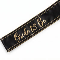 Glamorous "Bride To Be" Sequin Sash in Black and Gold