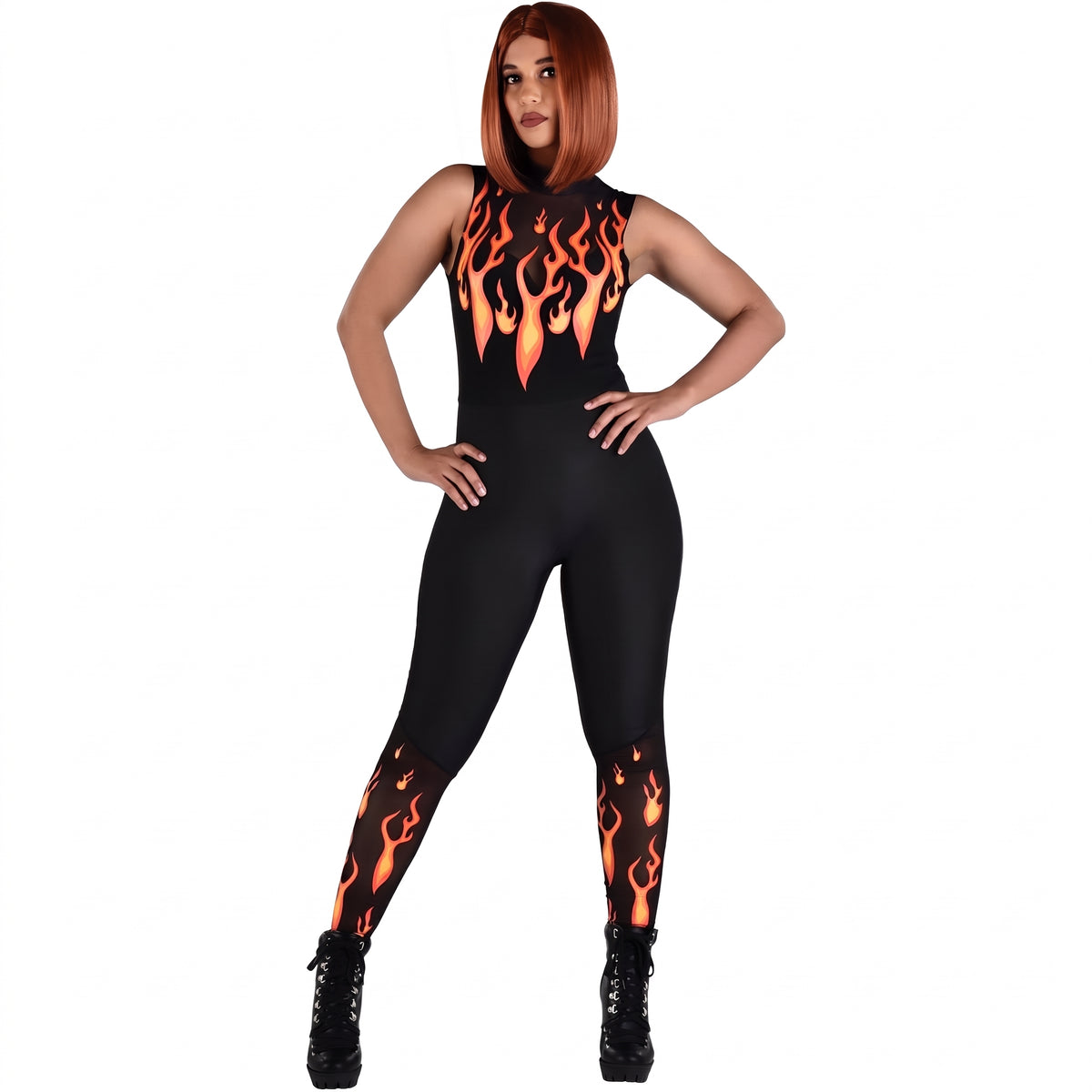Fiery Devil Flames Catsuit Costume - Adult L/XL