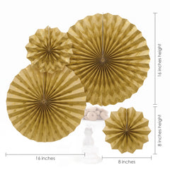Glitter Gold Paper Fan Decorations Set