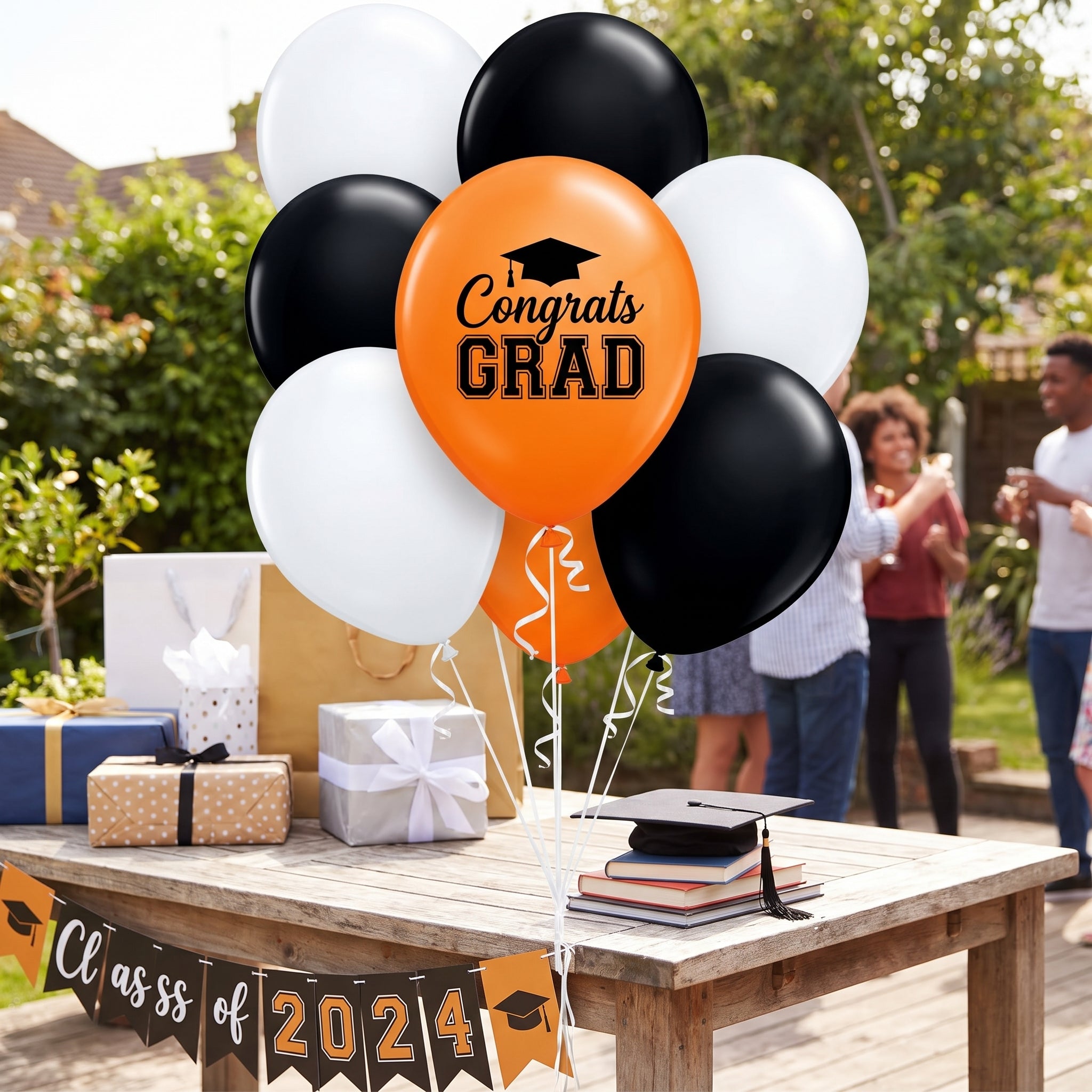 Congrats Grad Orange Latex Balloons, 12-Inch, 15-Pack