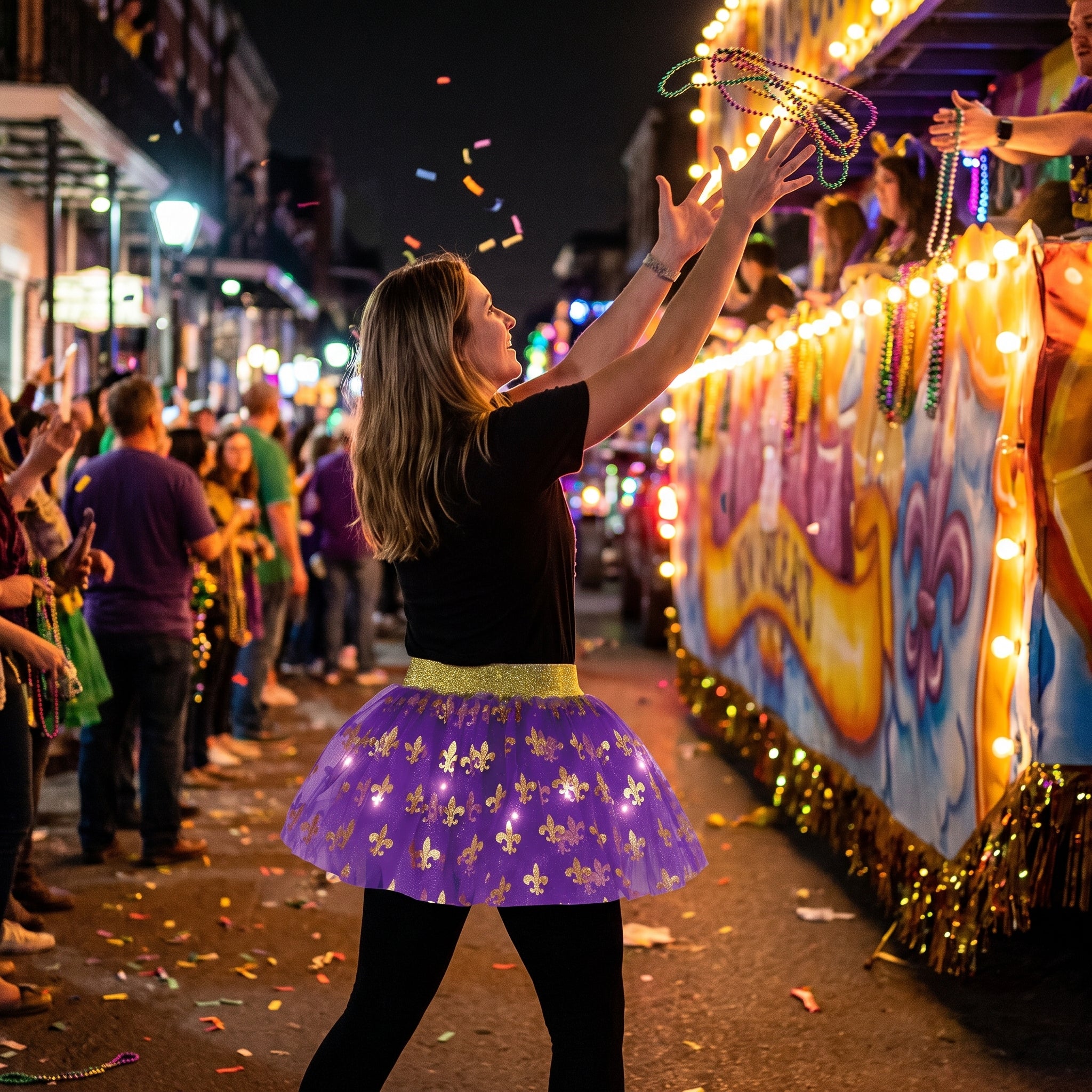 Sparkling Mardi Gras Light-Up Tutu