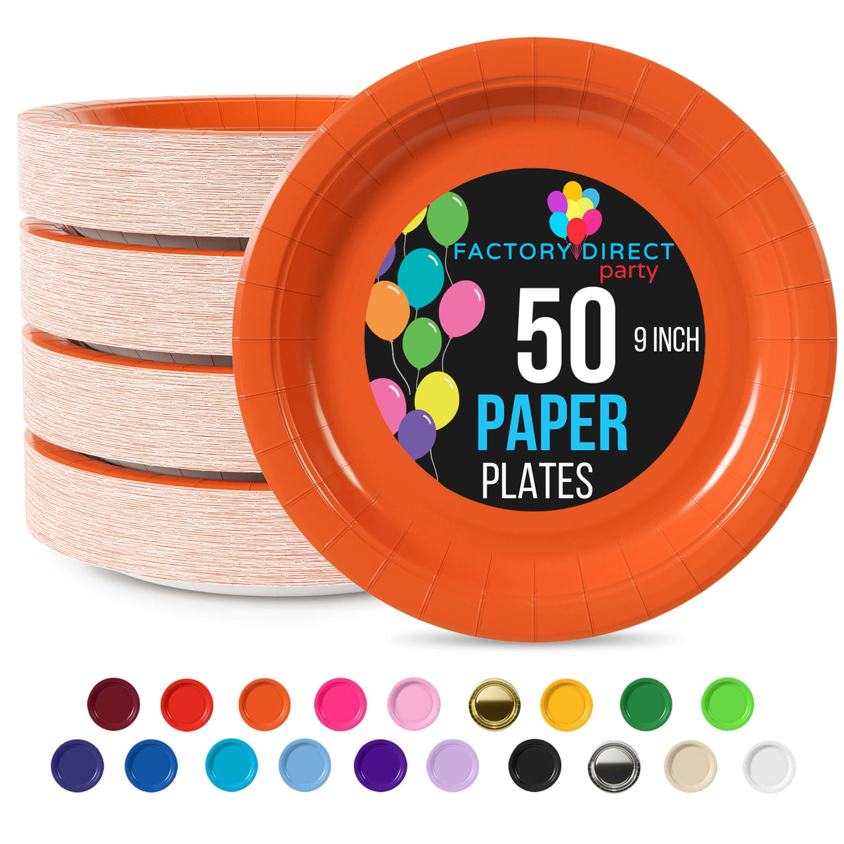 9 In. Orange Paper Plates - 50 Ct.