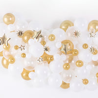 Elegant White and Gold Star Balloon Decor Kit