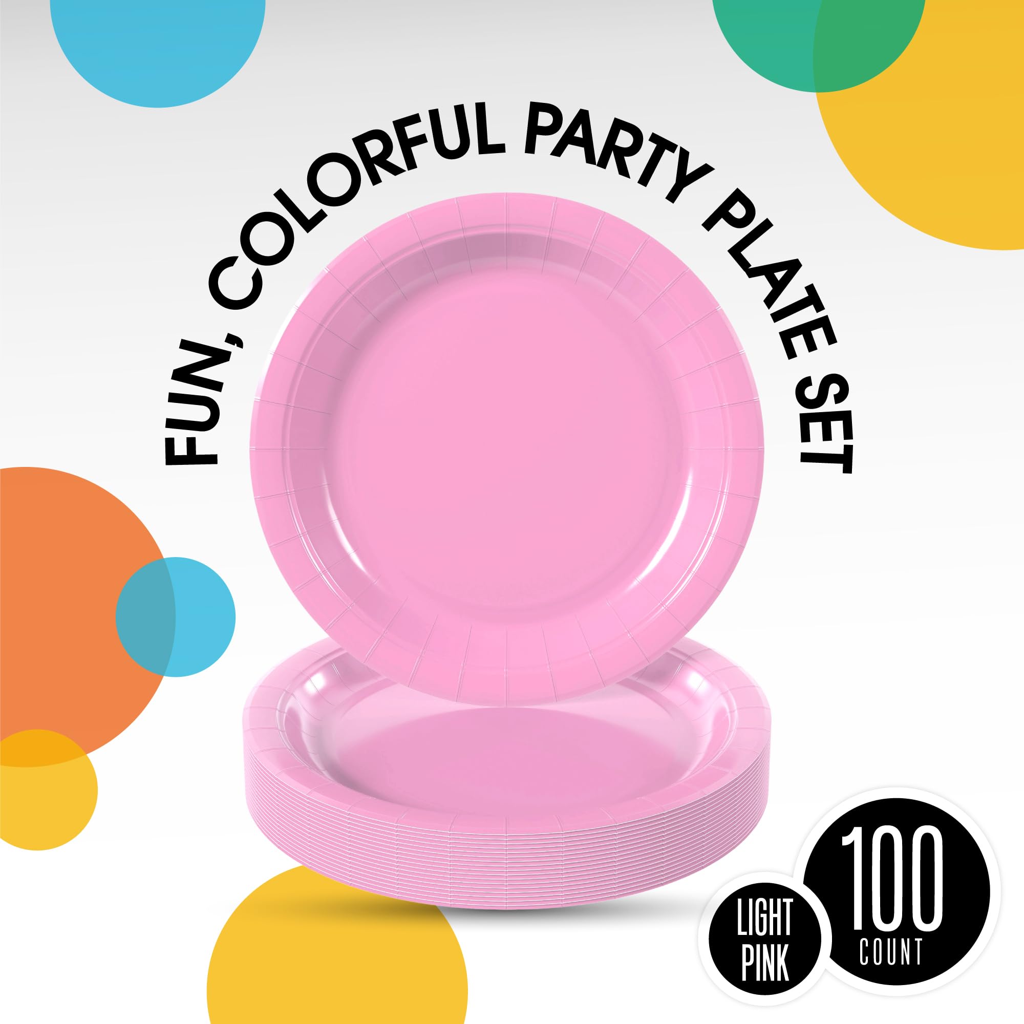 9 In. Pink Paper Plates | 100 Count