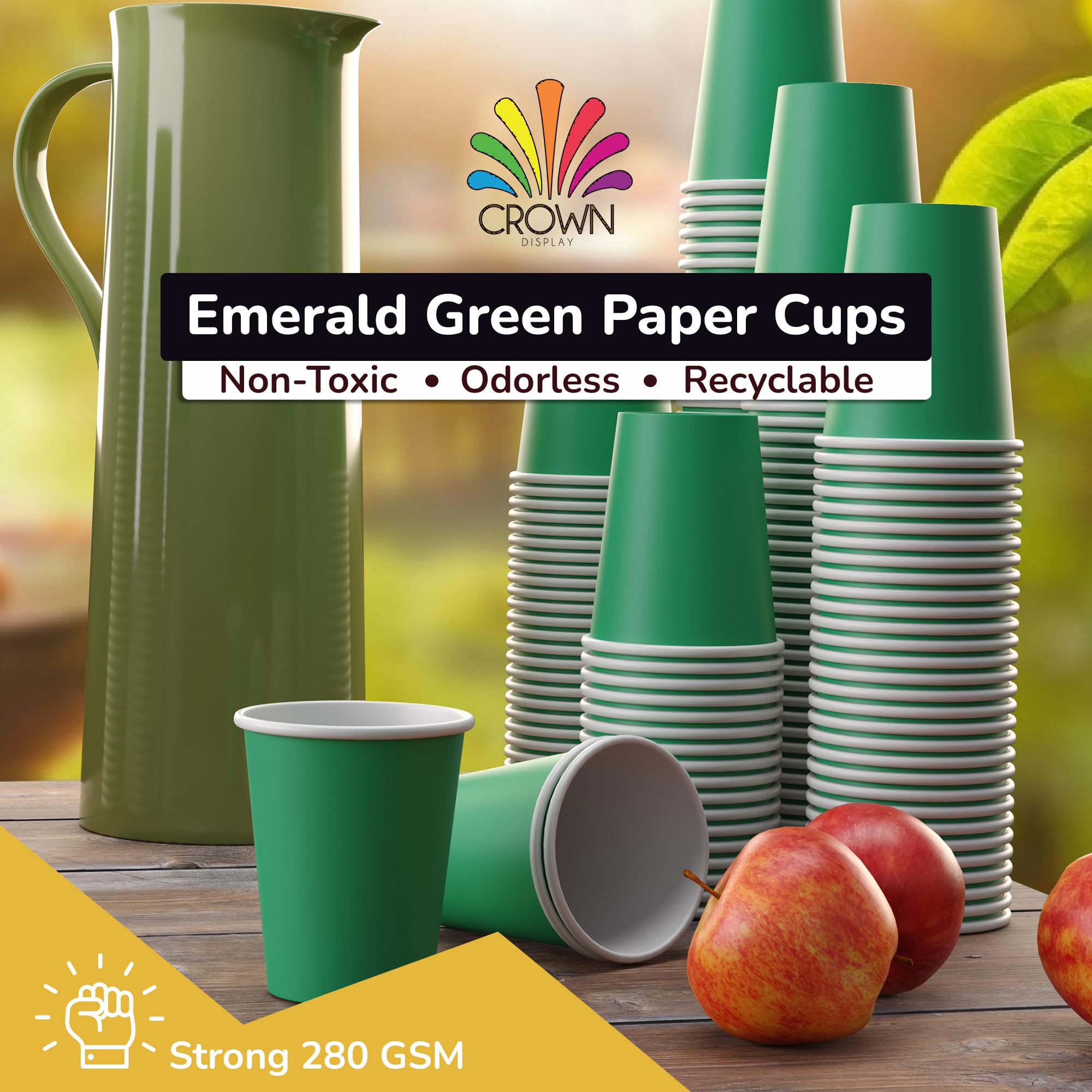 9 Oz. Emerald Green Paper Cups | Case of 1000