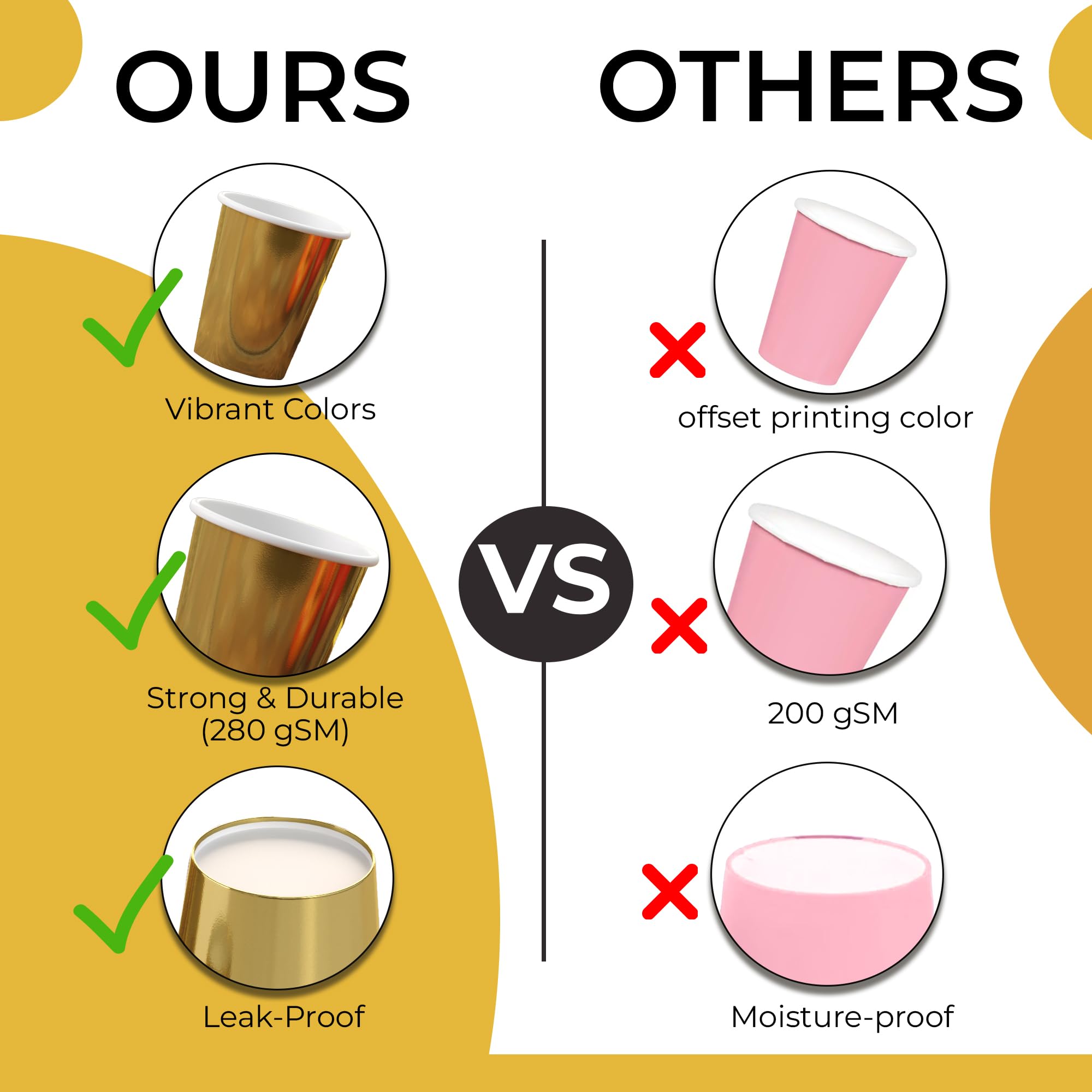 9 Oz. Metallic Gold Paper Cups | Case of 1000