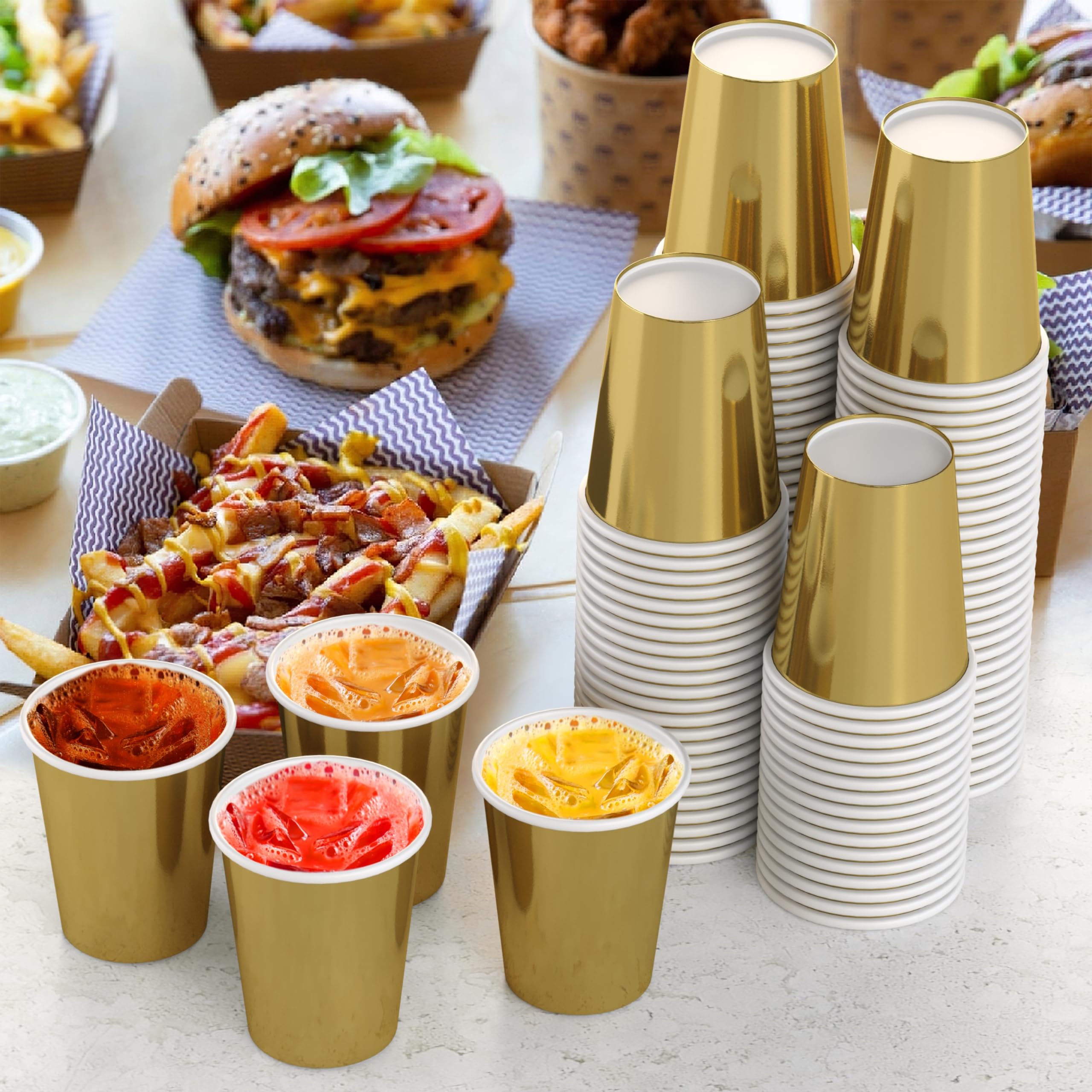 9 Oz. Metallic Gold Paper Cups | Case of 1000