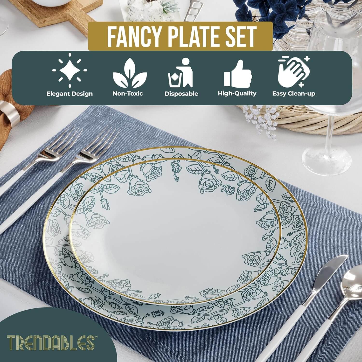 Trend Roses 40 pack plate set - 20 of each