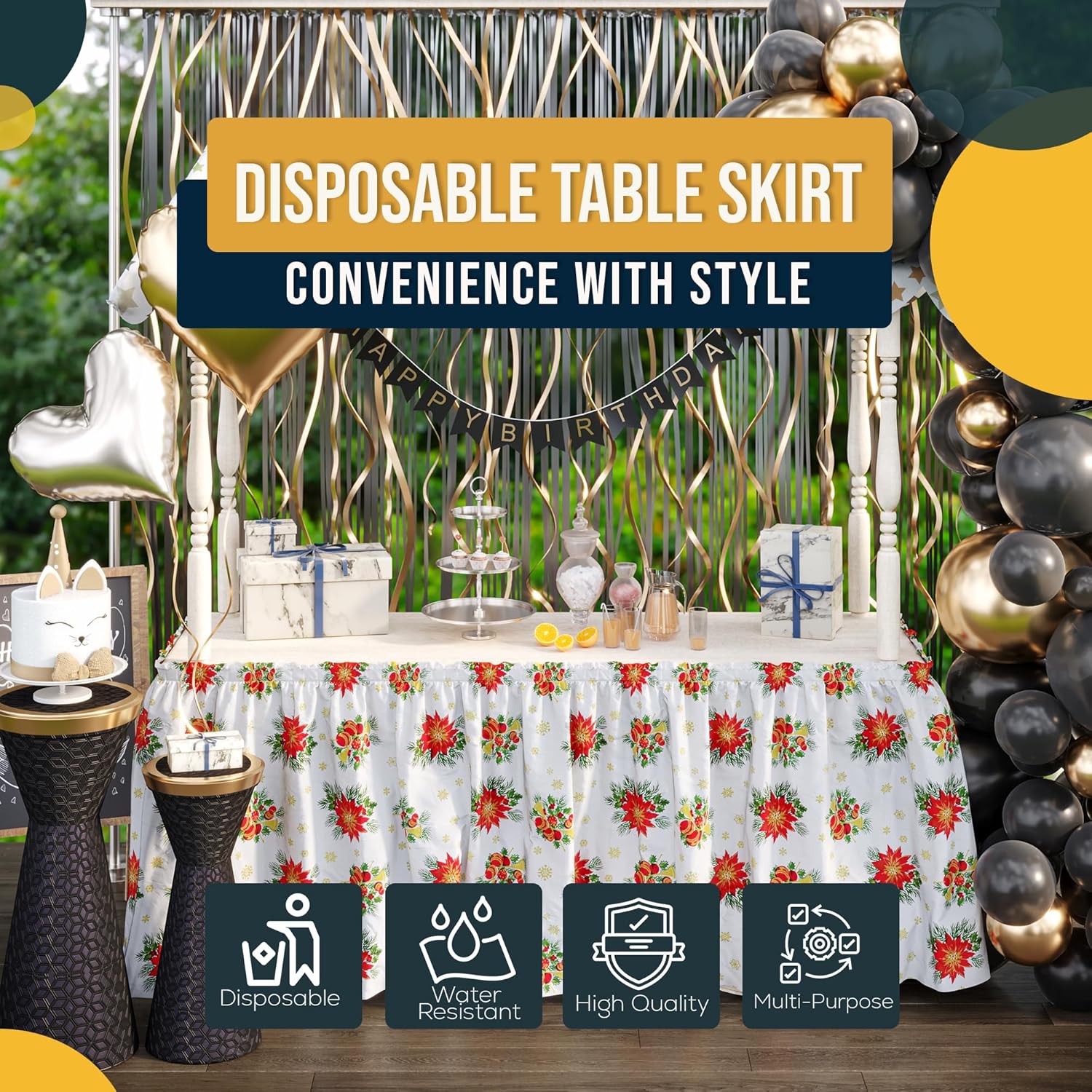 Christmas Printed Table Skirt | 6 Pack - 14 ft. x 29 in.