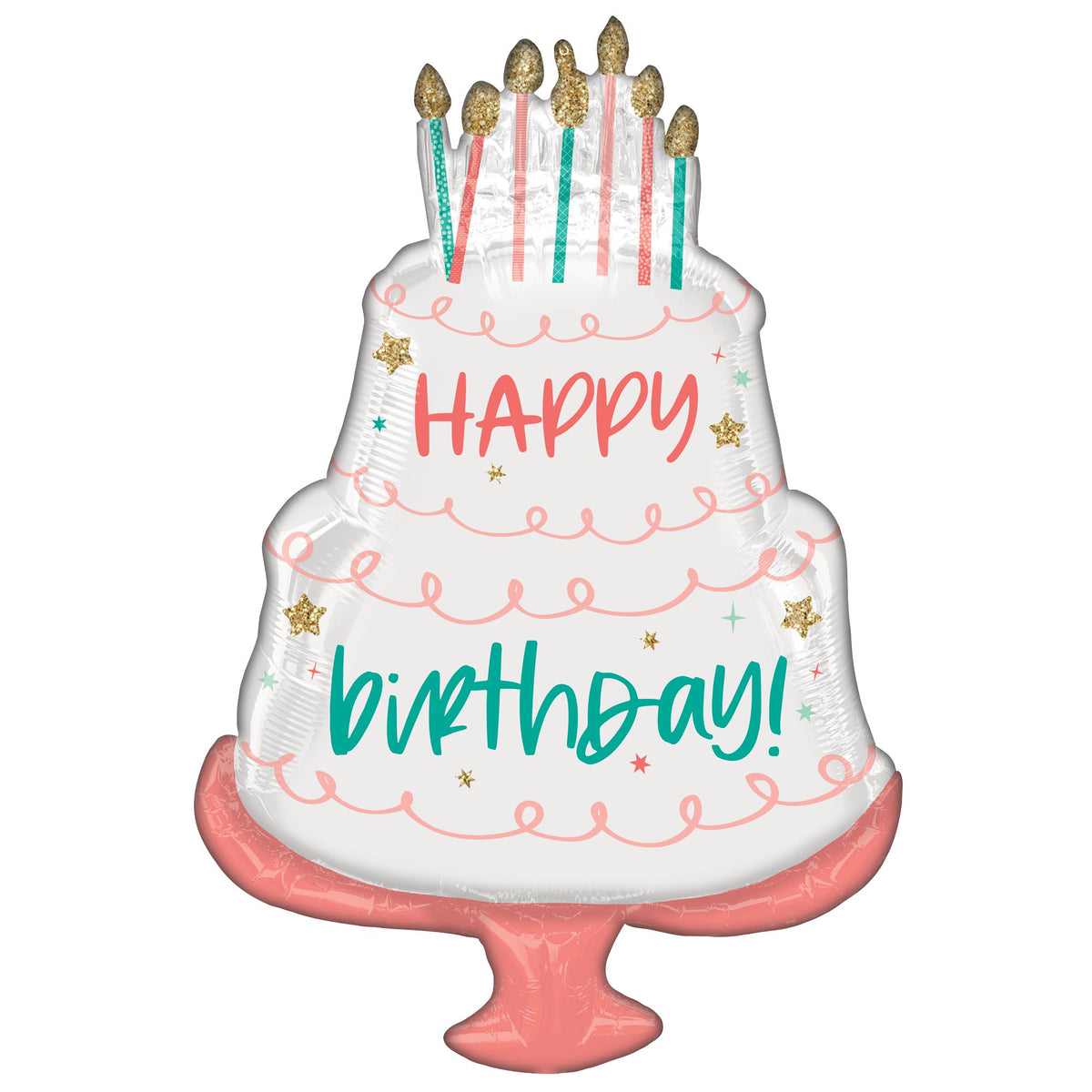 Happy Birthday Cake Day Metallic Balloon