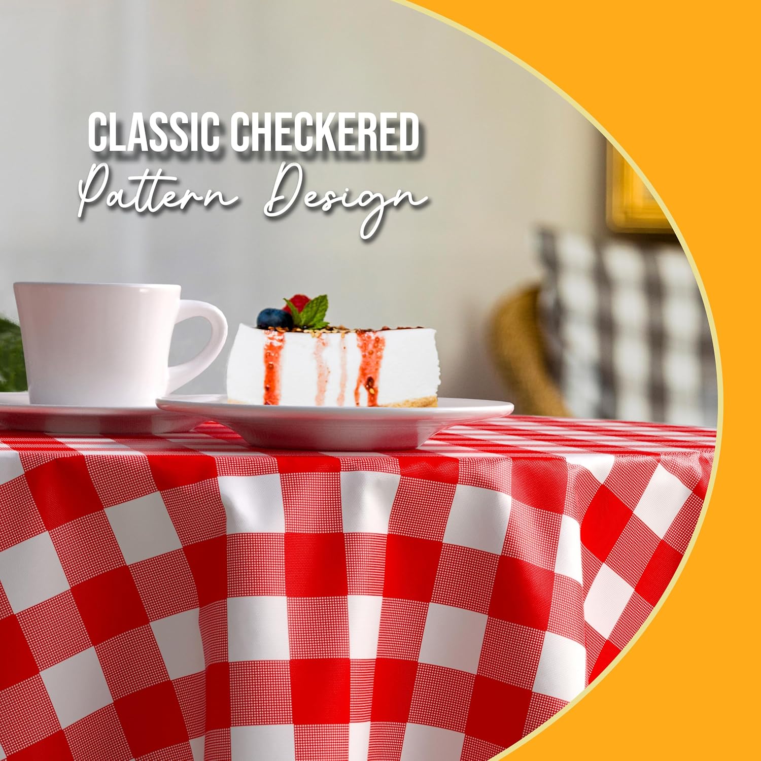 Round Red Gingham Plastic Table Cover | Case of 48