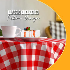 Round Red Gingham Plastic Table Cover | Case of 48