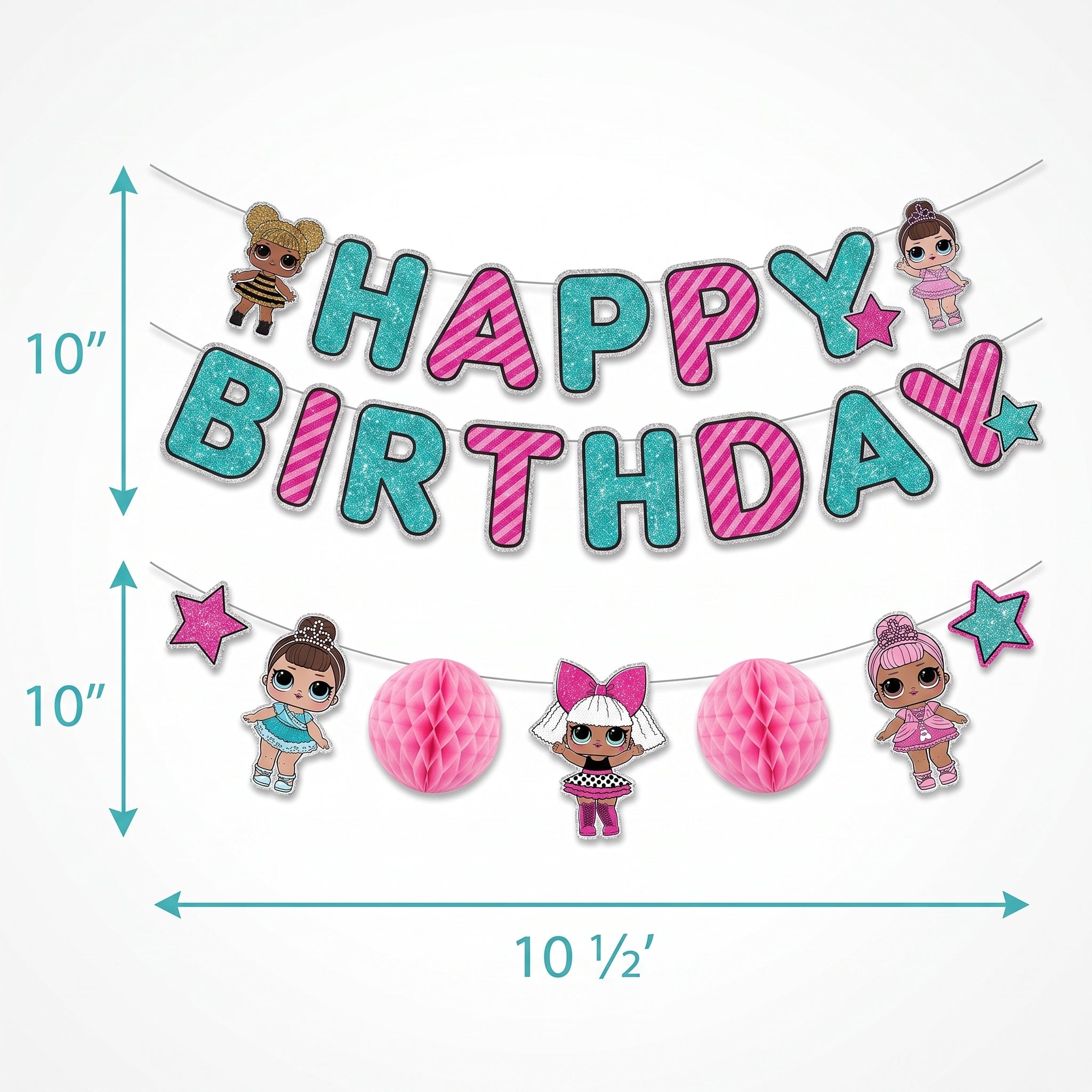 LOL Surprise! "Happy Birthday" Banner Kit with Characters and Pink Accents