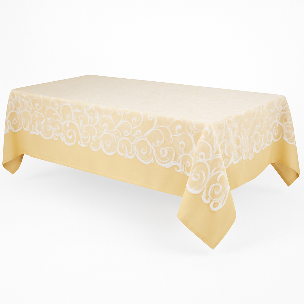 Elegant White Lace Tablecloth - 60x84 inches, Reusable Fabric Table Cover