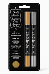 Erasable Gold & Silver Chalk Markers - 2-Pack