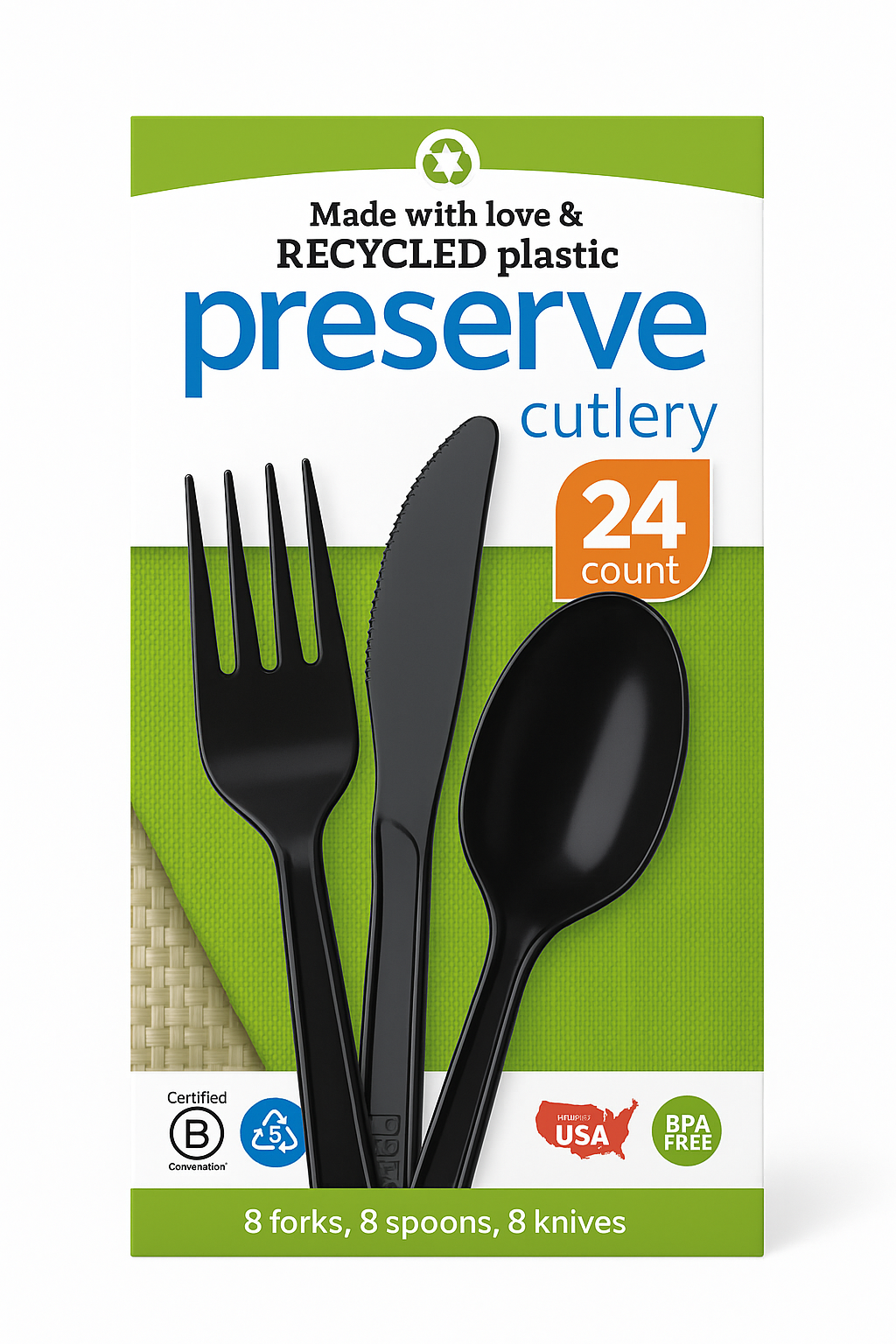 Black Assorted Cutlery Set - 7.5 in. - 24 Count