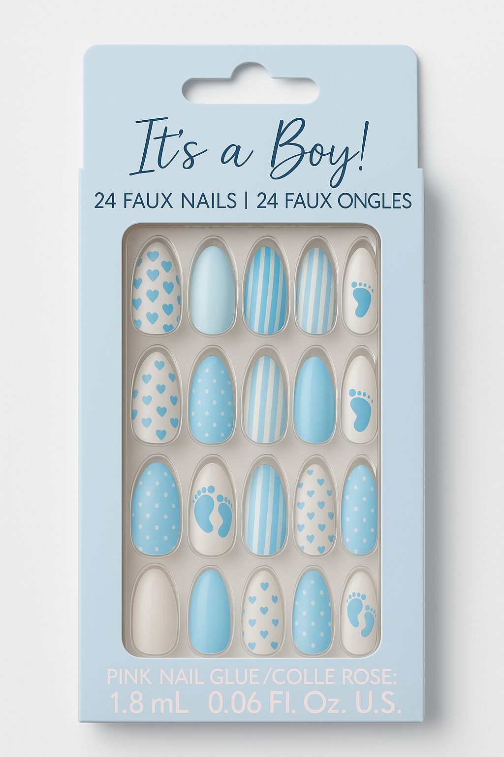 It's a Boy! Baby Shower Faux Nail Set