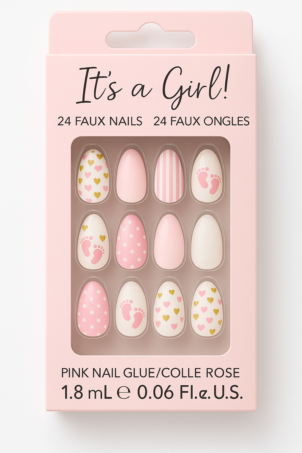 "It's a Girl" Baby Shower Faux Nails Set