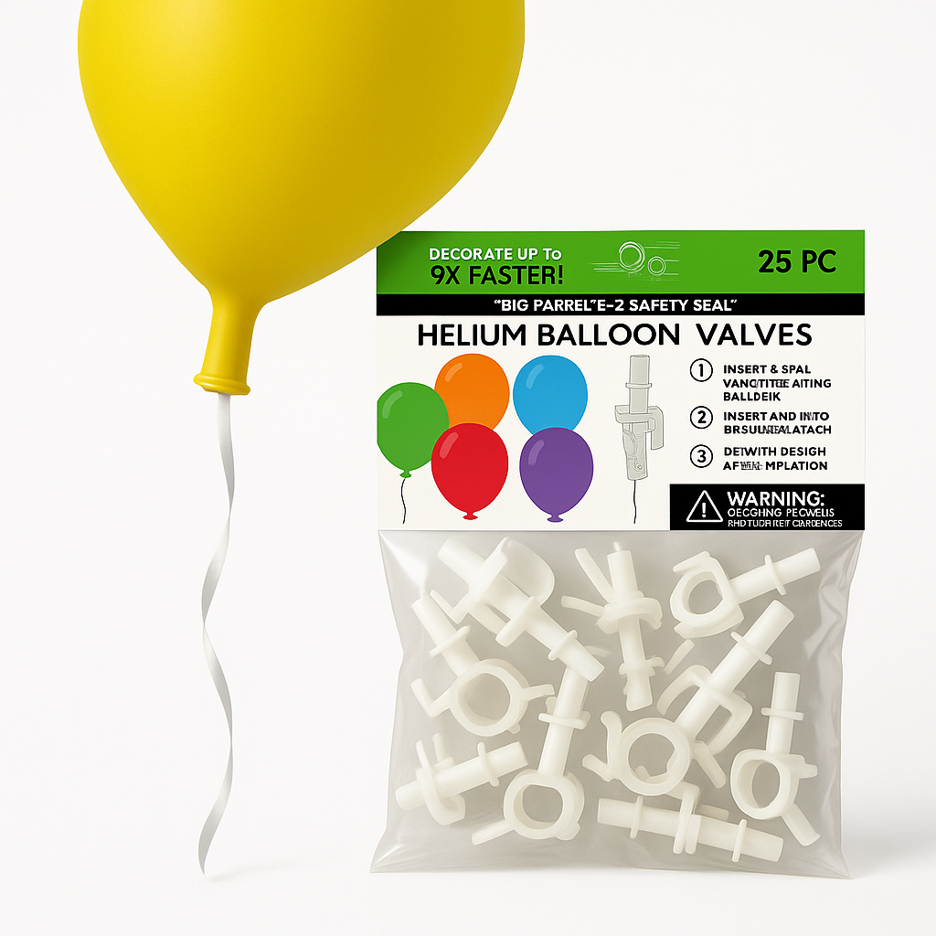 Balloon Safety Seal Helium Valves - Pack of 25