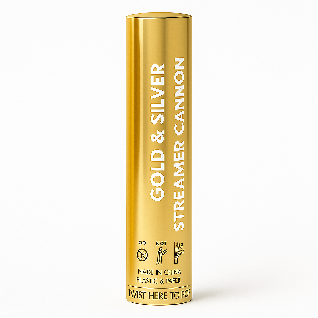 12" Gold & Silver Streamer Cannon