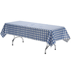 Blue Gingham Plastic Table Cover | Case of 48 - 54 In. x 108 In.