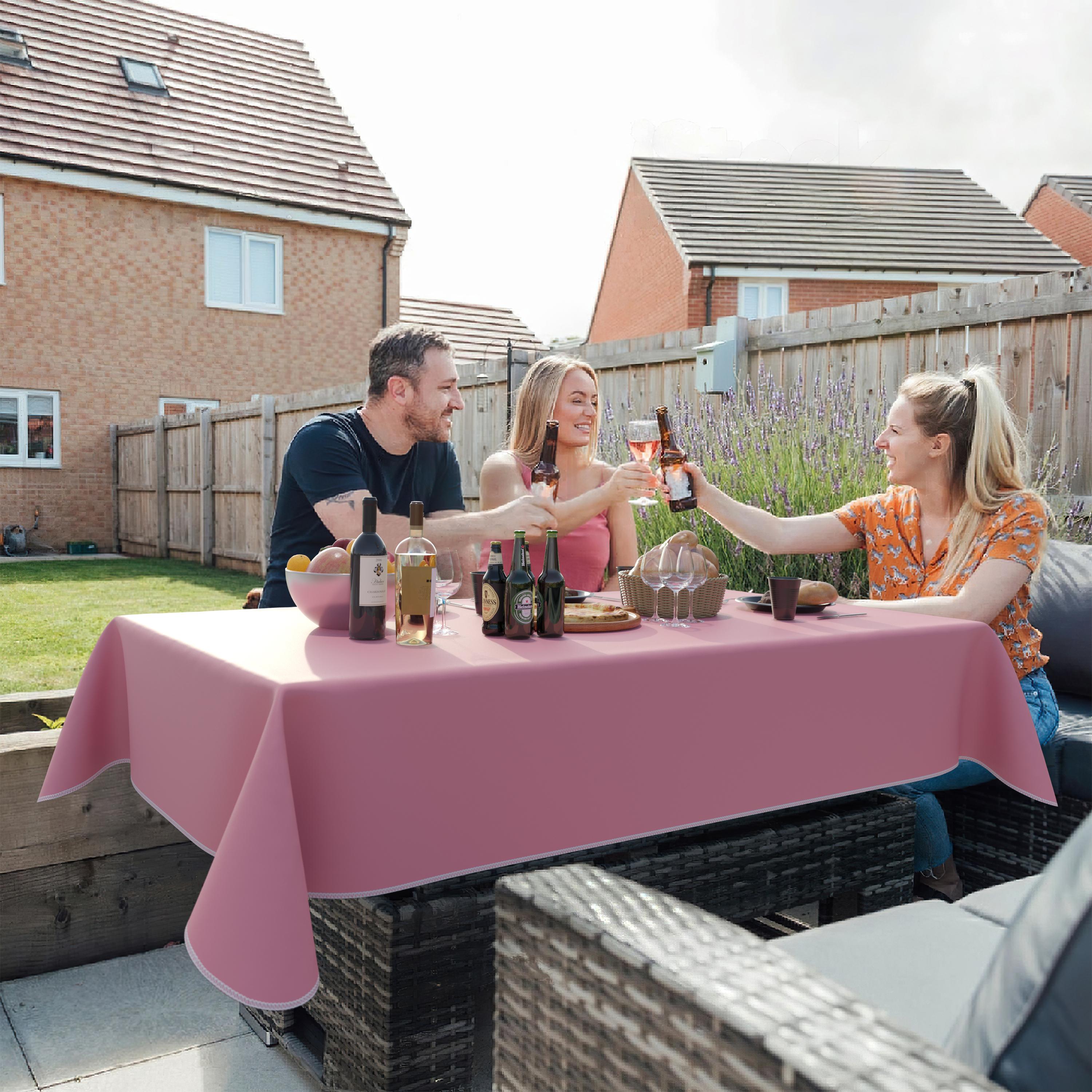 Pink Flannel Backed Plastic Table Cover 54 In. x 70 In.