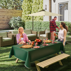 Dark Green Flannel Backed Plastic Table Cover 54 In. x 108 In. | Case of 36 - 54 In. x 108 In.