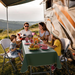 Dark Green Flannel Backed Plastic Table Cover  - 54 In. x 108 In.