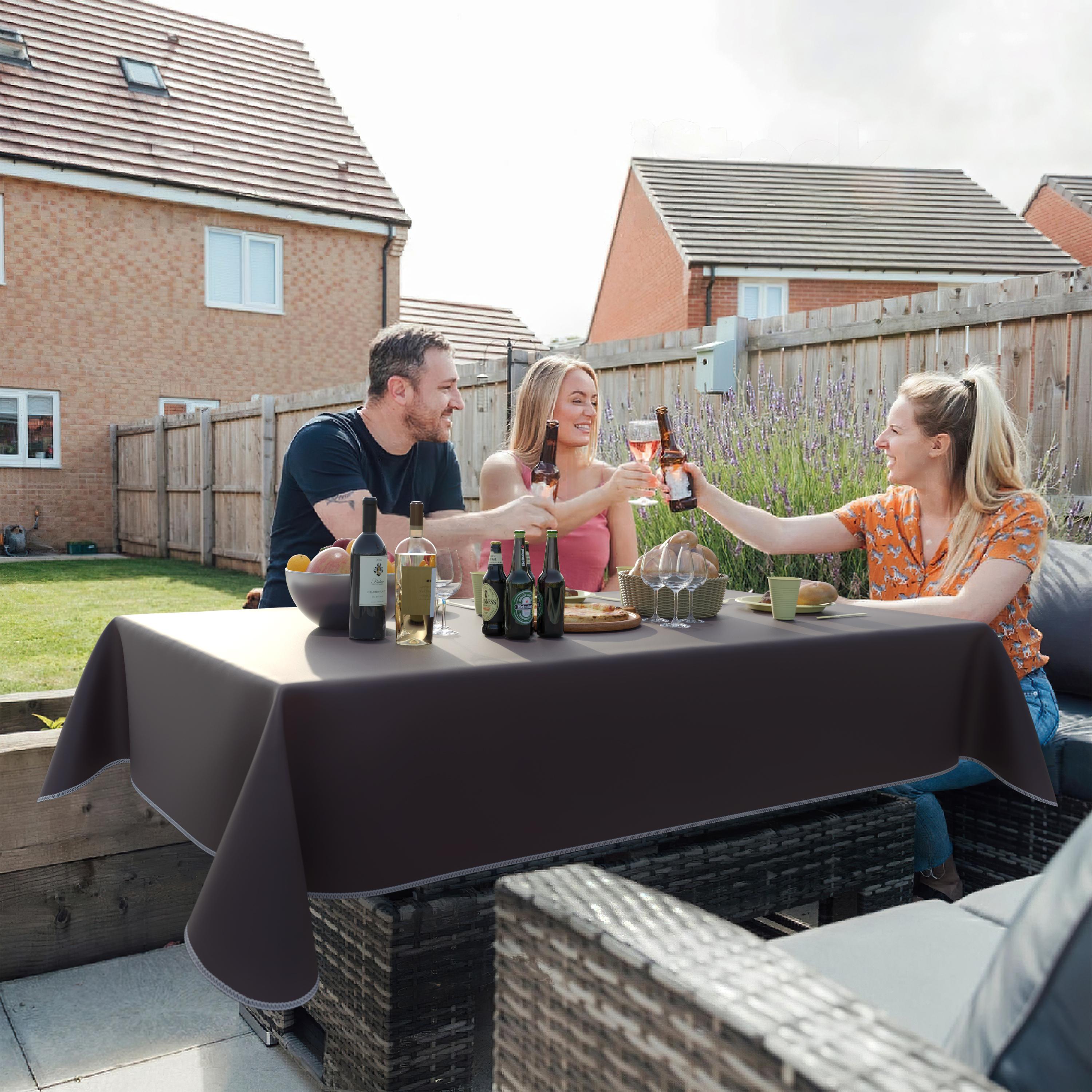 Brown Flannel Backed Plastic Table Cover 54 In. x 70 In.