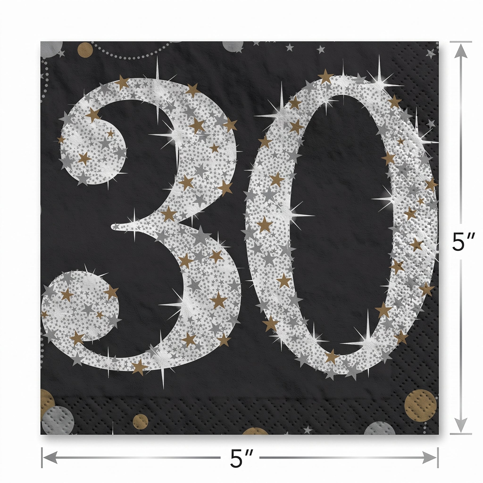 Sparkling Celebration 30th Birthday Beverage Napkins - 5 In. X 5 In.