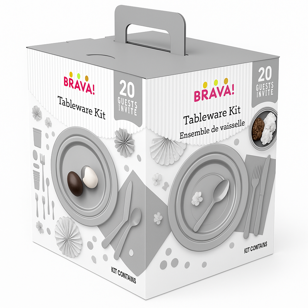 Silver Tableware Kit for 20 Guests -222 Pieces