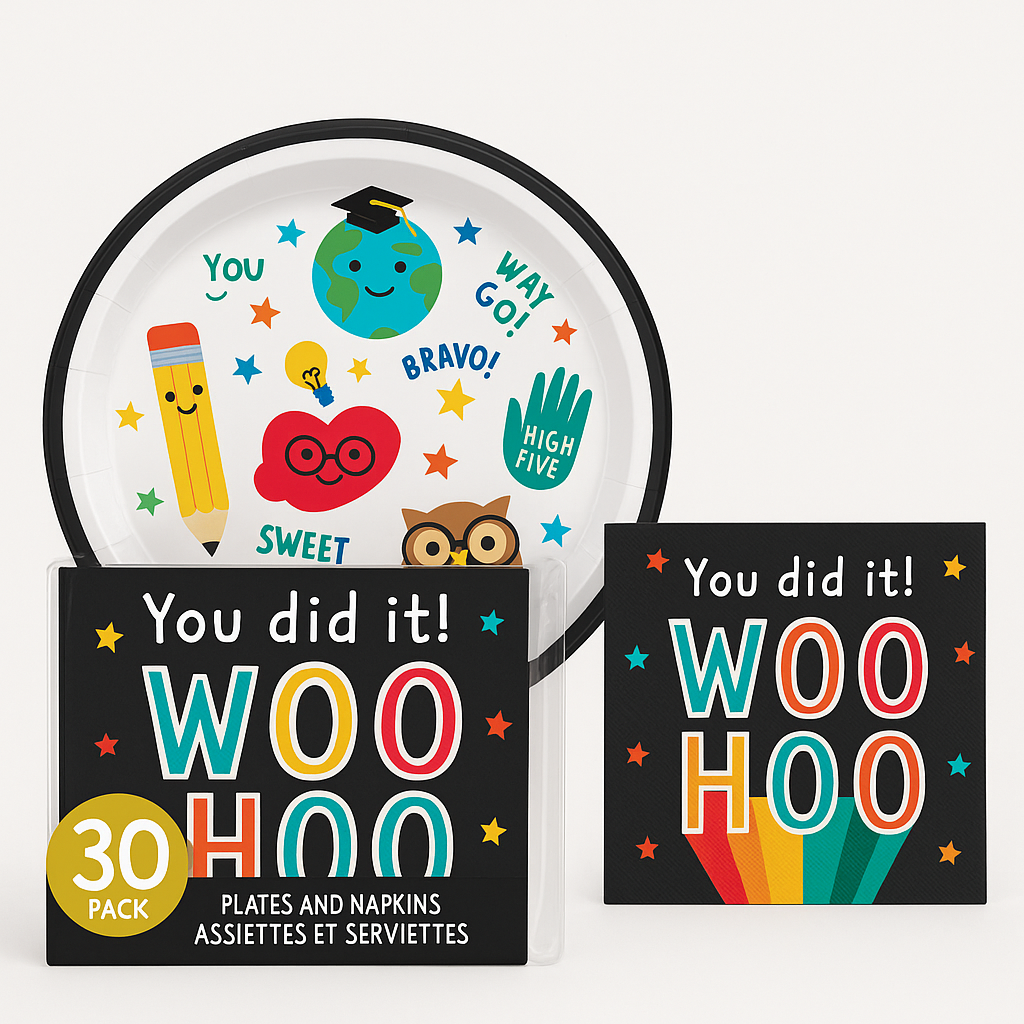 "You Did It!" Graduation Fun Paper Plates & Napkins Set