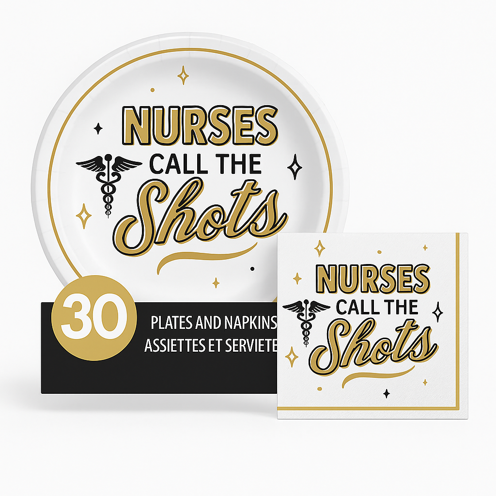 "Nurses Call the Shots" Graduation Party Plate & Napkin Set - 30 Pack