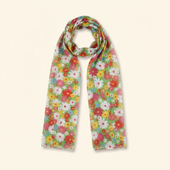 Vibrant Floral Hippie Headscarf - 1960s Costume Accessory