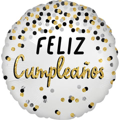 Elegant Metallic Birthday Balloon in Black, Silver, and Gold