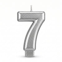 Silver Metallic Number 7 Birthday Candle