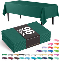Premium Dark Green Plastic Table Cover | Case of 96 - 54 In. x 108 In.