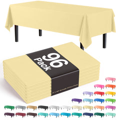Premium Light Yellow Plastic Table Cover | Case of 96 - 54 In. x 108 In.