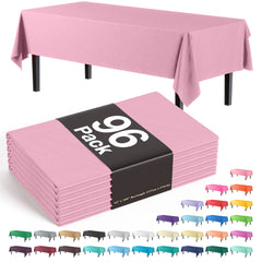 Premium Pink Plastic Table Cover | Case of 96 - 54 In. x 108 In.