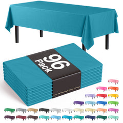 Premium Turquoise Plastic Table Cover | Case of 96 - 54 In. x 108 In.