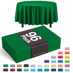 Premium Round Emerald Green Plastic Table Cover | Case of 96