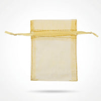 Elegant Gold Organza Wedding Favor Bags - 24 Pack