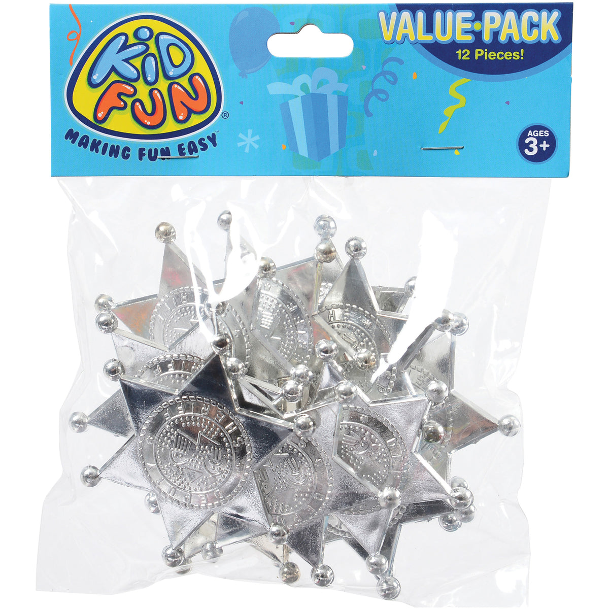 Silver Sheriff Badges - 12 Count
